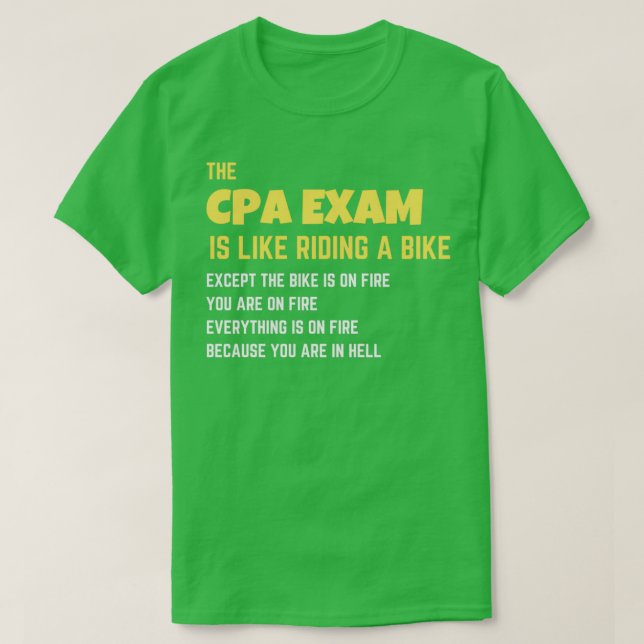 Camiseta Divertido examen CPA es como andar en bicicleta po (Diseño del anverso)
