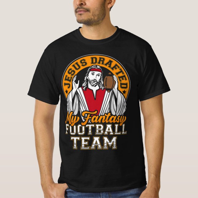 Camiseta Divertido Fantasía Fútbol Jesús Redactó Mi Equipo  (Anverso)