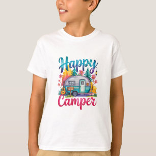 Camiseta Divertido Feliz Campista Ropa de Camping Remolque 