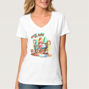 Camiseta Divertido Feliz en Julio Tablas de Surf de Muñeco