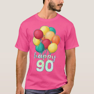 Camiseta Divertido feliz globo de 90 años 90º nacimiento