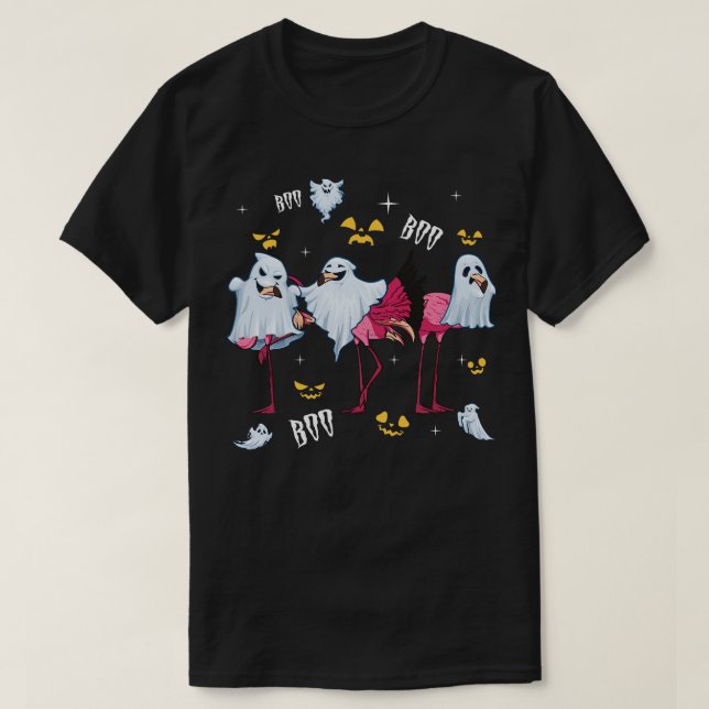 Camiseta Divertido Flamingo Boo Halloween (Diseño del anverso)