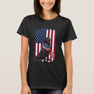 Camiseta Divertido Flat Coated Retriever Bandera Americana 