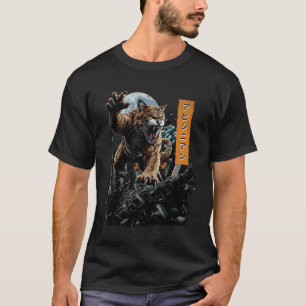 Camiseta Divertido gato abisinio kaiju monstruo japonés