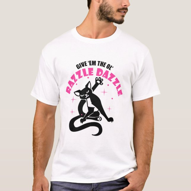 Camiseta Divertido Gato De Jazz Pose Dadme El Ol Razzle (Anverso)