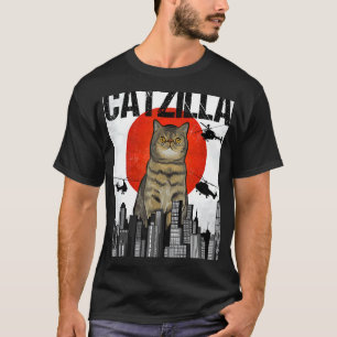 Camiseta Divertido Gato Japonés Antiguo Catzilla Exótico de