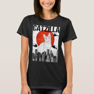 Camiseta Divertido Gato Japonés Antiguo Catzilla Japanese B