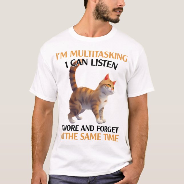 Camiseta Divertido gato multitarea (Anverso)