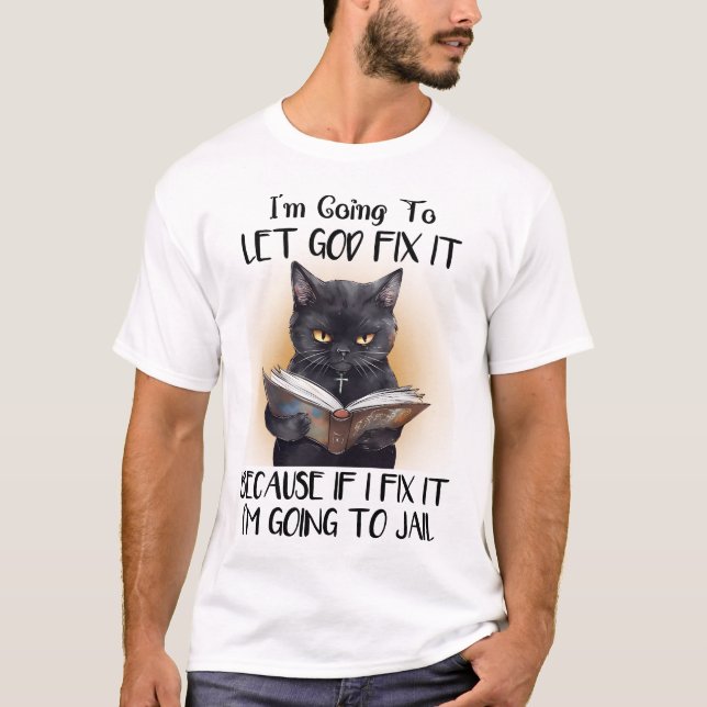 Camiseta Divertido gato negro (Anverso)