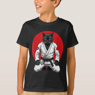 Camiseta Divertido Gato Negro Vintage Jiu-Jitsu Brasileño R