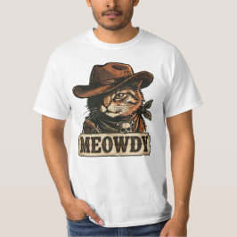Camiseta Divertido Gato Vaquero Meowdy Estética Occidental 