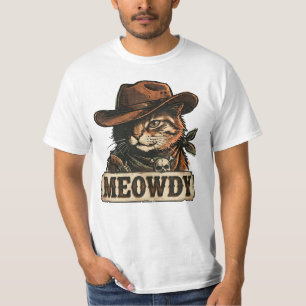 Camiseta Divertido Gato Vaquero Meowdy Estética Occidental
