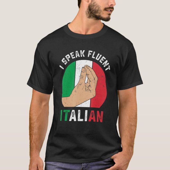 Camiseta Divertido gesto italiano habla con fluidez sari it (Anverso)