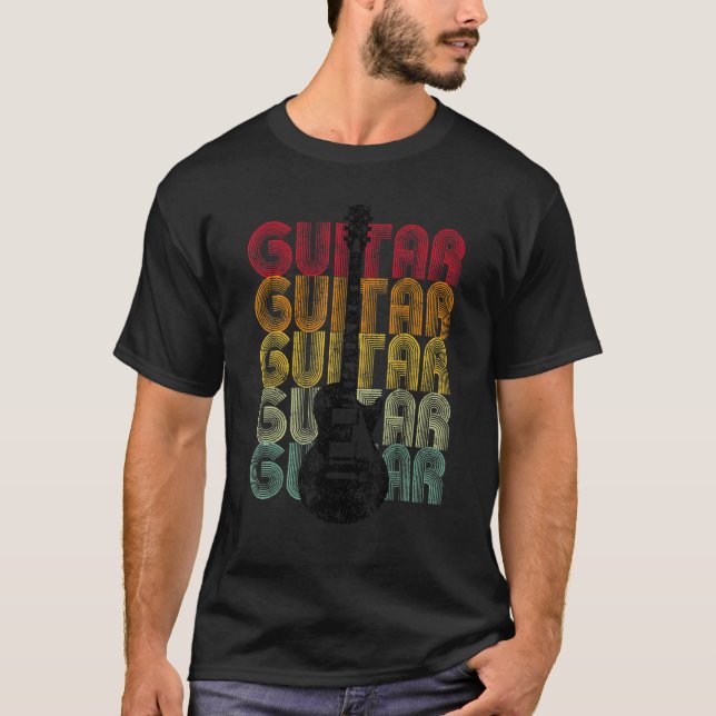 Camiseta Divertido Guay retro famoso guitarra de los guitar (Anverso)
