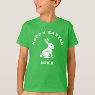 Camiseta Divertido Guay Verde Y Blanco Feliz Conejo Conejo