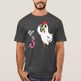Camiseta Divertido gusano de pollo Miau Divertido animal