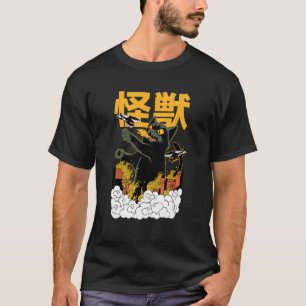 Camiseta Divertido Halloween - Gato Monstruo Kaiju Japonés
