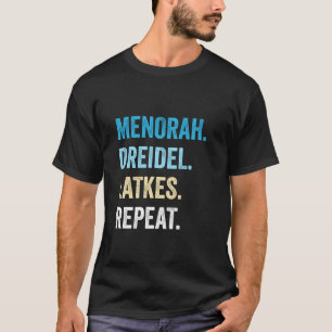 Camiseta Divertido Hanukkah Menorah Dreidel Latkes Repiten 