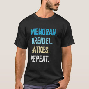 Camiseta Divertido Hanukkah Menorah Dreidel Latkes Repiten