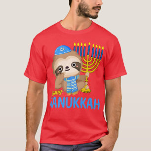 Camiseta Divertido Hanukkah Sloth Menorah Pajamas para hebr