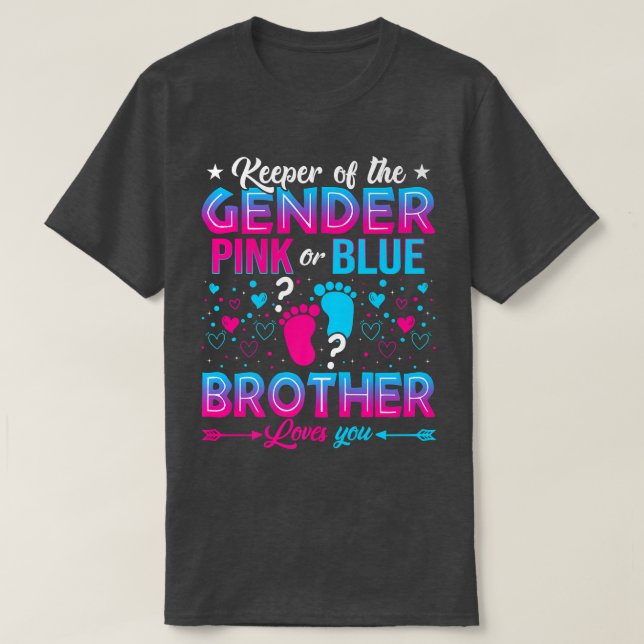 Camiseta Divertido Hermano Rosa O Azul Te Ama Revelación De (Diseño del anverso)