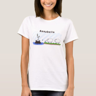 Camiseta Divertido hipopótamo birdie dos ovejas