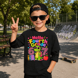 Camiseta Divertido Hola Cuarto Grado Dinosaurio Lindo Espal