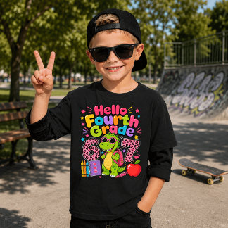 Camiseta Divertido Hola Cuarto Grado Dinosaurio Lindo Espal