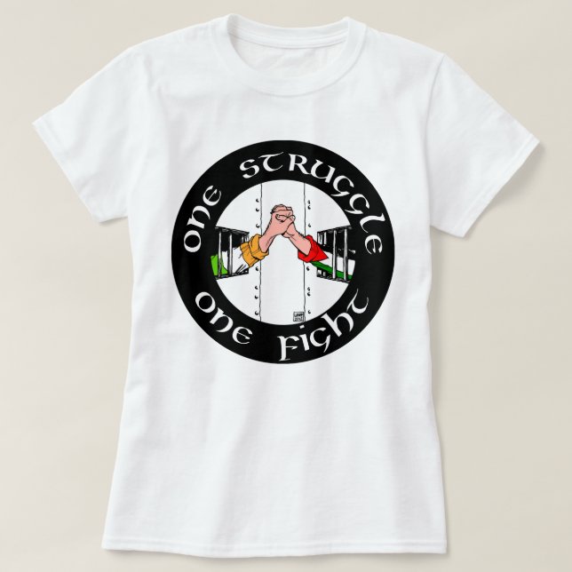 Camiseta Divertido hombre Irlanda Palestina Una lucha, una  (Diseño del anverso)