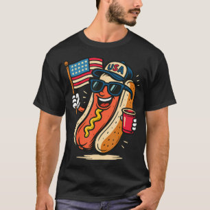 Camiseta Divertido Hotdog del 4 de Julio Patriótico Día de