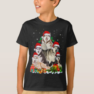 Camiseta Divertido Husky Dog Árbol de Navidad Cuadros Navid