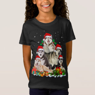 Camiseta Divertido Husky Dog Árbol de Navidad Cuadros Navid