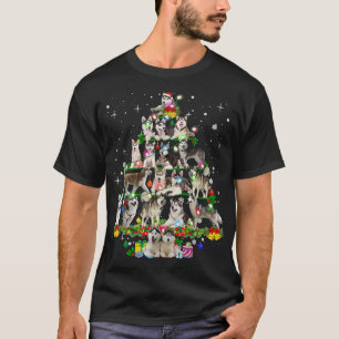 Camiseta Divertido Husky Siberiano Árbol de Navidad Papá Pe