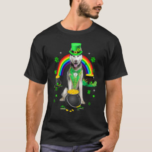 Camiseta Divertido Husky Siberiano Duende Trébol St  Pa