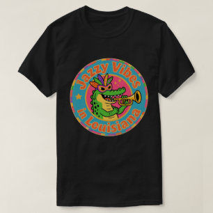Camiseta Divertido Jazz de Mardi Gras de Cocodrilo Vintage