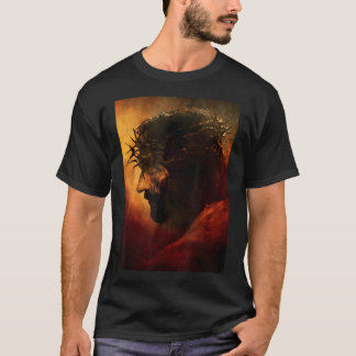 Camiseta Divertido Jesús Cristo con Corona de Espinas Gráfi