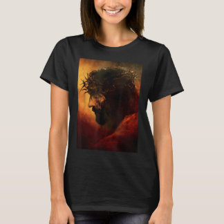 Camiseta Divertido Jesús Cristo con Corona de Espinas Gráfi
