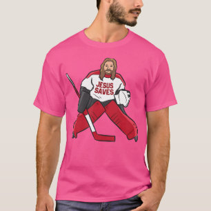Camiseta Divertido Jesús de Hockey Salva Arquero de Hockey