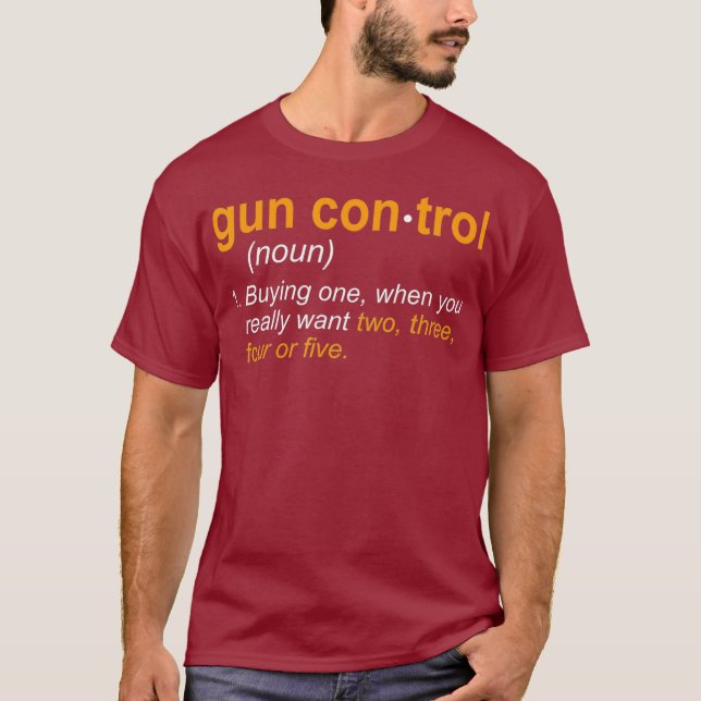 Camiseta Divertido juego de definición de control de armas  (Anverso)