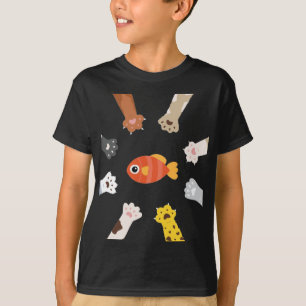 Camiseta Divertido Juego De Diseño De Gatos Para Captar Pes