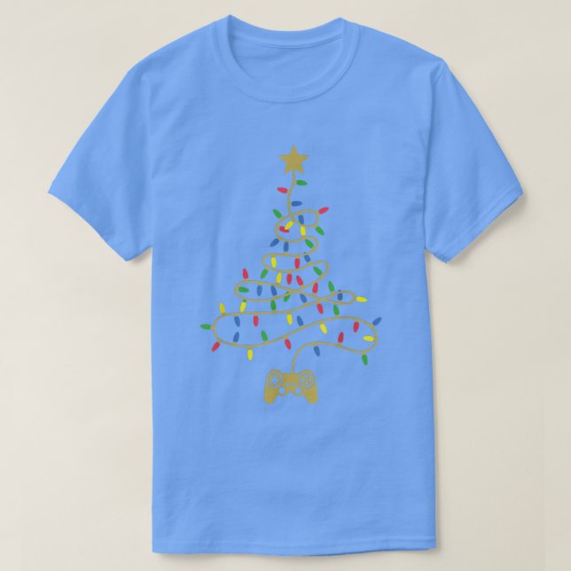 Camiseta Divertido juego de video árbol de navidad ilumina  (Diseño del anverso)