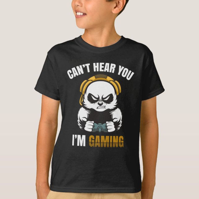 Camiseta Divertido juego Panda adicto Gamers Kid Headset (Anverso)