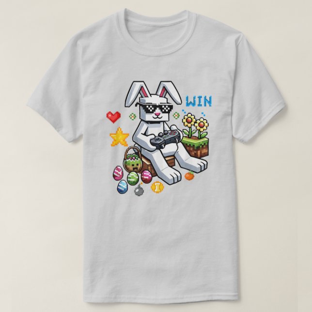 Camiseta Divertido jugador de Pascua - Conejito jugando vid (Diseño del anverso)