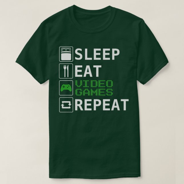 Camiseta Divertido jugador de vídeo Sleep, Eat, Videojuegos (Diseño del anverso)