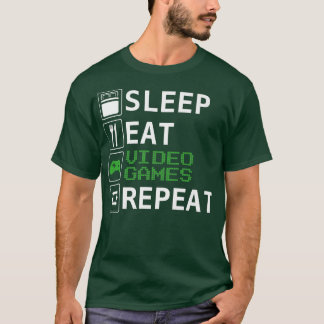 Camiseta Divertido jugador de vídeo Sleep, Eat, Videojuegos