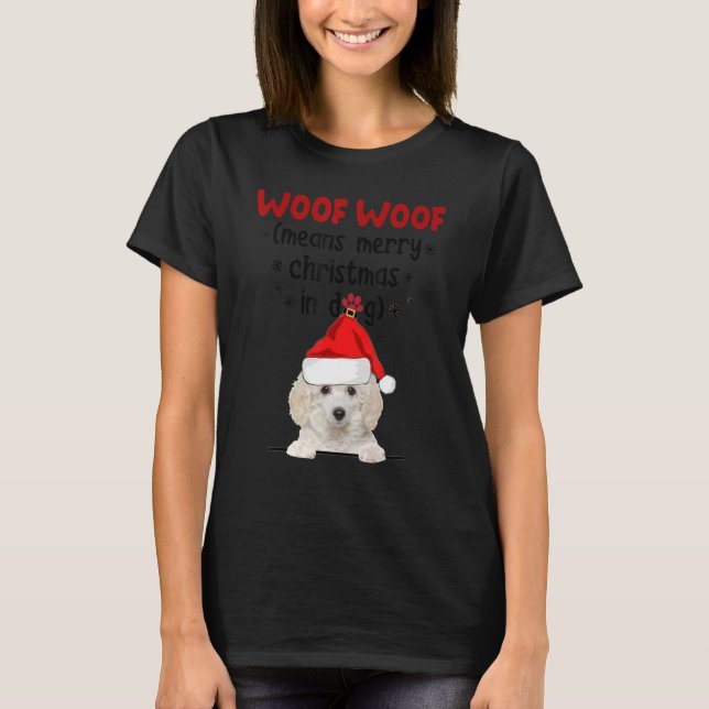 Camiseta Divertido juguete Poodle Woof Woof significa Feliz (Anverso)