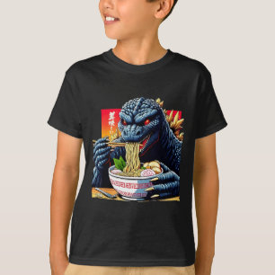 Camiseta Divertido Kaiju Comiendo Ramen Amante de Monstruos