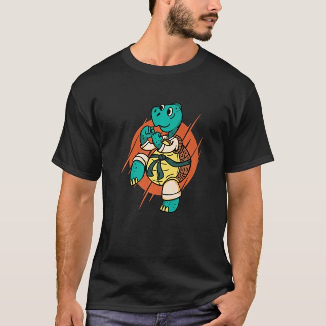 Camiseta Divertido Karate Tortuga Tortuga Combate Deportes (Anverso)