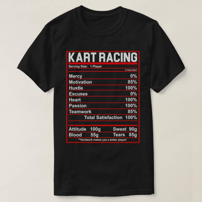 Camiseta Divertido Kart Carreras Nutrición Hechos Regalos I (Diseño del anverso)