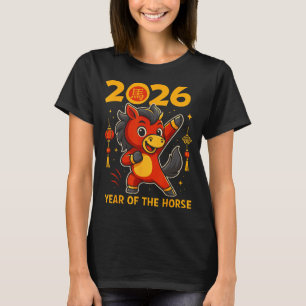 Camiseta Divertido Kawaii Lunar 2026 Año Del Caballo Chino 
